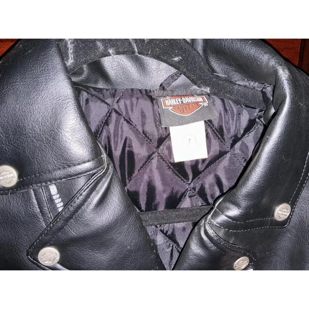 Harley Davidson Boys Faux Leather Jacket Black Size 7